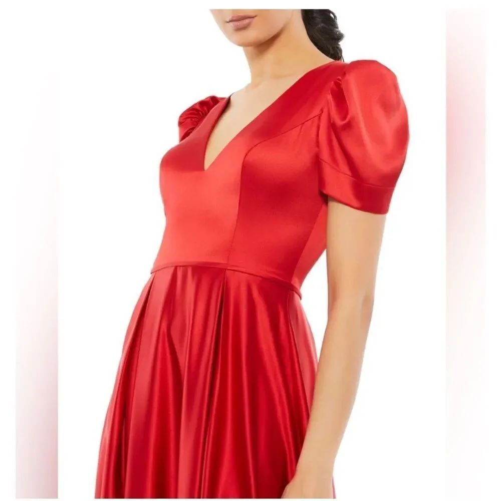 Mac Duggal NWT size 8 Ruby Red satin formal gown style 26606 - Picture 4 of 11